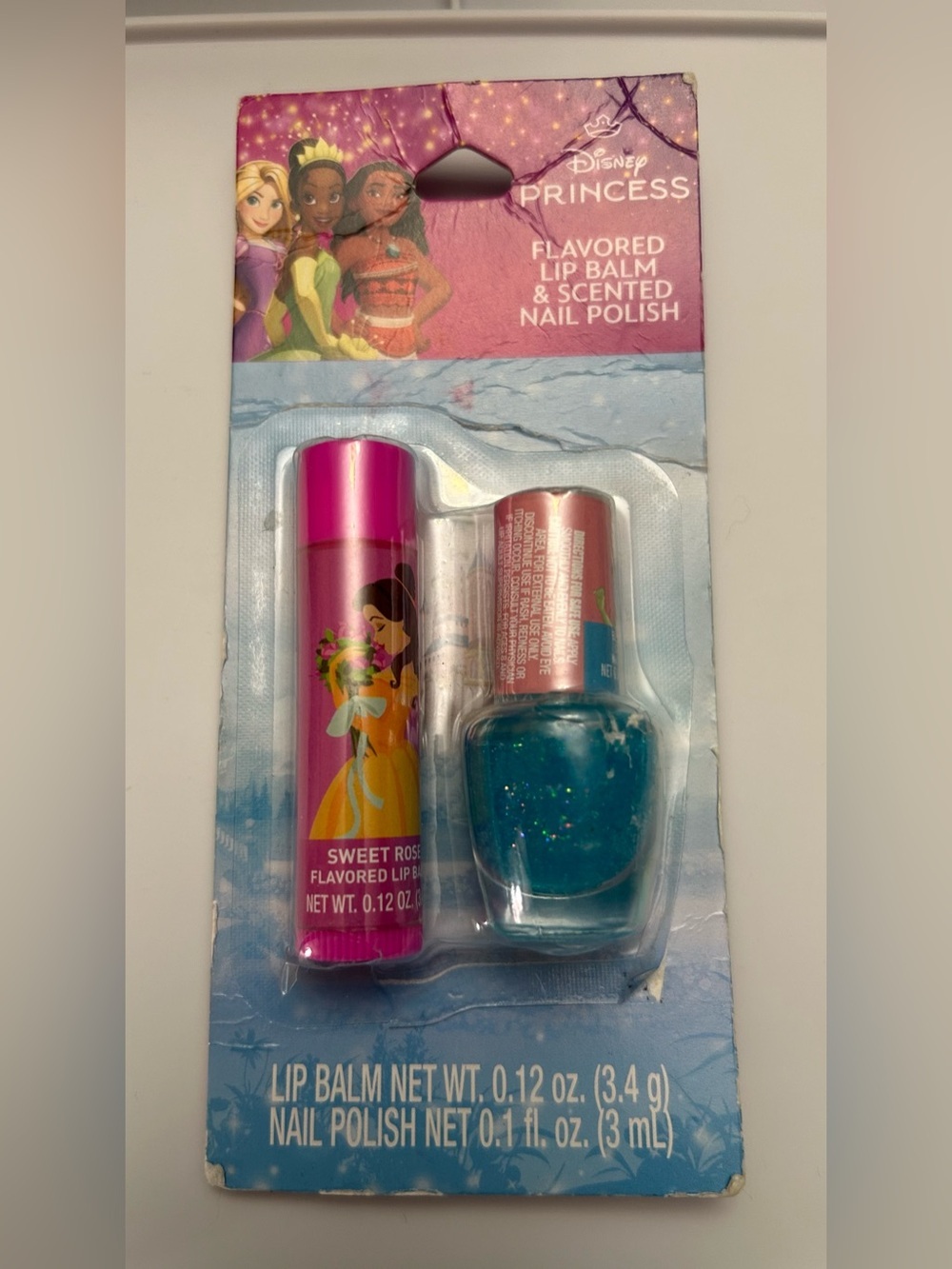 Disney Princess Sweet Rose Lip Balm & Blue Glitter Nail Polish